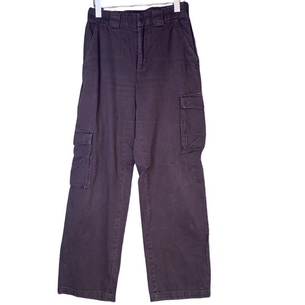 Aritzia TNA Brown Cargo Pants 100% Cotton Womens Sz Medium High Rise 29” Inseam